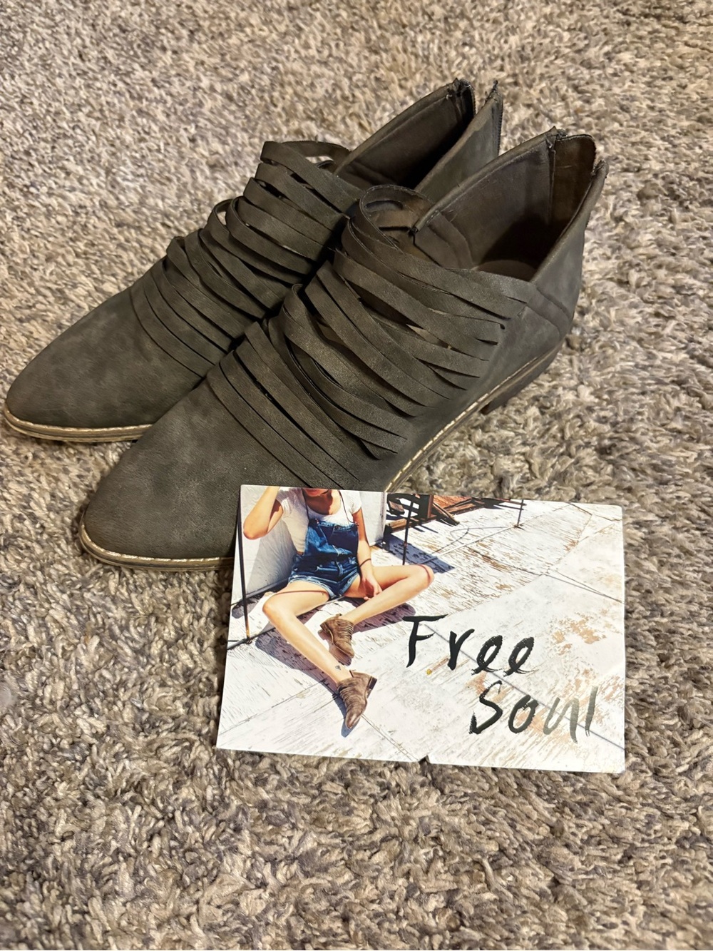 Women's Gray Fringe Ankle Booties
